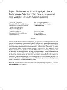 Expert Elicitation for Assessing Agricultural Technology Adoption: The Case of Improved Rice Varieties in South Asian Countries