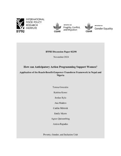 How can anticipatory action programming support women? Application of the reach-benefit-empower-transform framework in Nepal and Nigeria