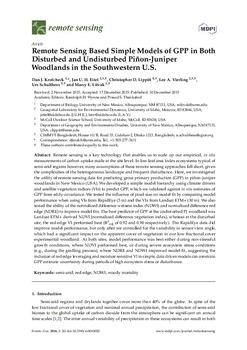 Remote sensing based simple models of GPP in both disturbed and undisturbed Piñon-Juniper woodlands in the Southwestern U.S