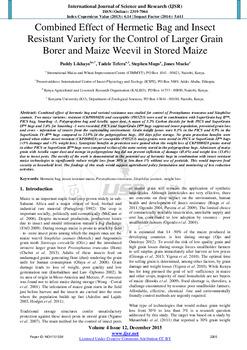 Combined effect of hermetic bag and insect resistant variety for the control of larger grain borer and maize weevil in stored maize