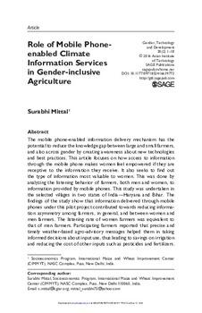 Role of mobile phone enabled climate information services in gender-inclusive agriculture