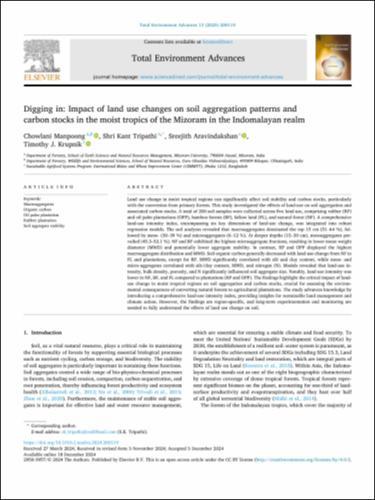 Digging in: Impact of land use changes on soil aggregation patterns and carbon stocks in the moist tropics of the Mizoram in the Indomalayan realm