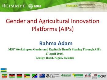 Gender and Agricultural Innovation Platforms (AIPs)