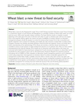 Wheat blast: a new threat to food security