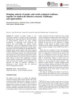 Bringing analysis of gender and social–ecological resilience together in small-scale fisheries research: challenges and opportunities