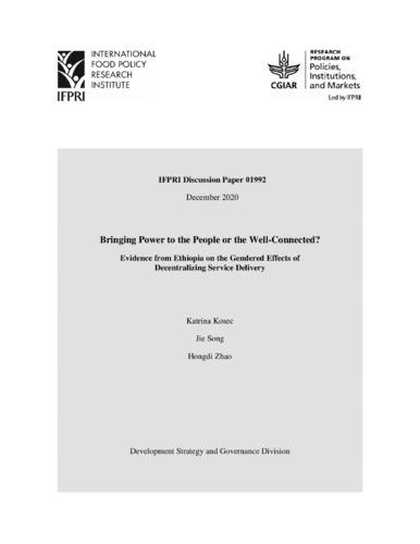 Bringing power to the people or the well-connected? Evidence from Ethiopia on the gendered effects of decentralizing service delivery