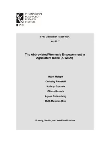 The Abbreviated Women’s Empowerment in Agriculture Index (A-WEAI)