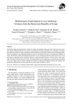Determinants of participation in cavy marketing: evidence from the Democratic Republic of Congo