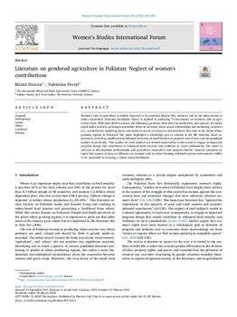 Literature on gendered agriculture in Pakistan: neglect of women's contributions