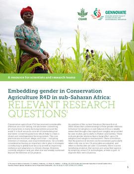 Embedding gender in conservation agriculture R4D in Sub-Saharan Africa: relevant research questions. GENNOVATE resources for scientists and research teams