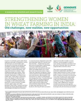 Strengthening women in wheat farming in India: old challenges, new realities, new opportunities. GENNOVATE resources for scientists and research teams
