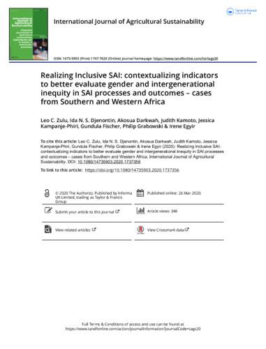 Realizing Inclusive SAI: Contextualizing indicators to better evaluate gender and intergenerational inequity in SAI processes and outcomes - Cases from Southern and Western Africa