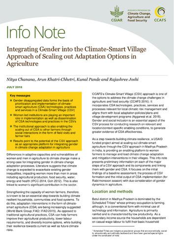 Integrating Gender into the Climate-Smart Village Approach of Scaling out Adaptation Options in Agriculture