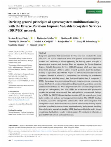 Deriving general principles of agroecosystem multifunctionality with the Diverse Rotations Improve Valuable Ecosystem Services (DRIVES) network