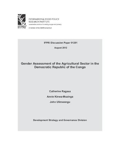 Gender assessment of the agricultural sector in the Democratic Republic of the Congo