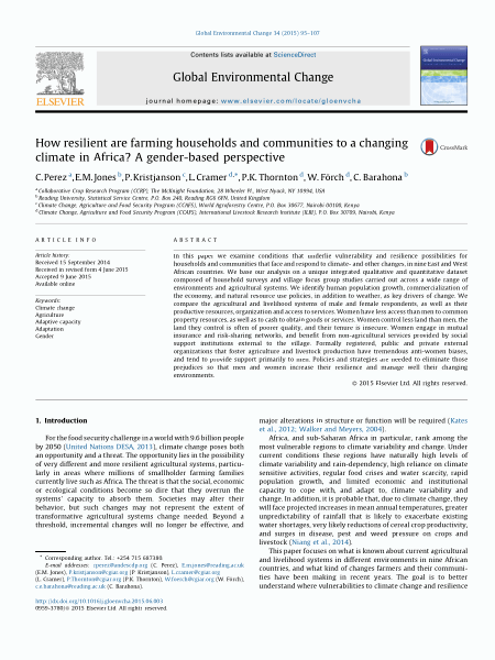 How resilient are farming households and communities to a changing climate in Africa? A gender-based perspective