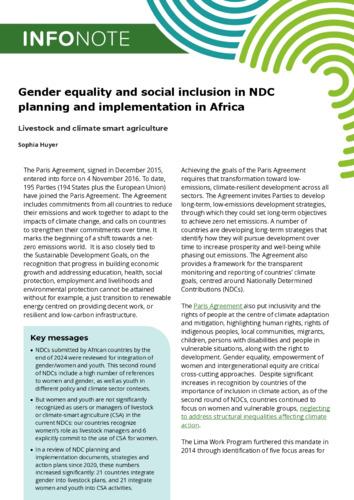 Gender equality and social inclusion in NDC planning and implementation in Africa