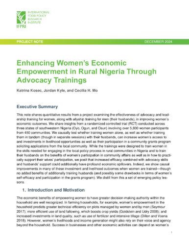 Enhancing women’s economic empowerment in rural Nigeria through advocacy trainings