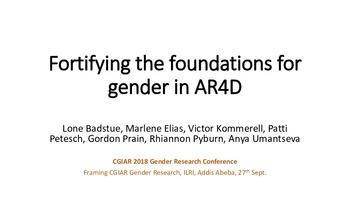 Fortifying the foundations for gender in AR4D