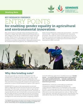 Key research findings entry points for enabling gender equality in agricultural and environmental innovation