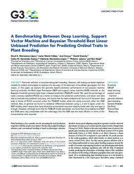 A benchmarking between deep learning, support vector machine and bayesian threshold best linear unbiased prediction for predicting ordinal traits in plant breeding