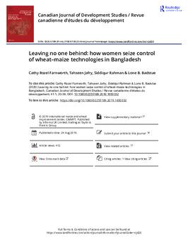 Leaving no one behind: how women seize control of wheat–maize technologies in Bangladesh