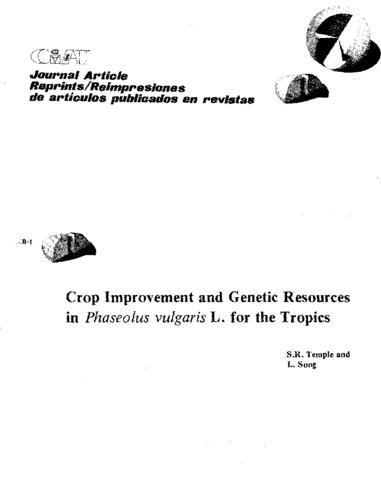 Crop improvement and genetic resources in phaseolus vulgaris l. for the tropics