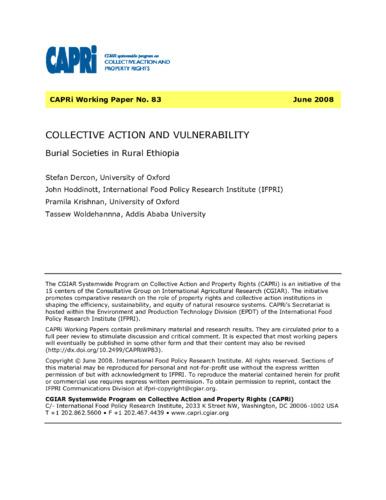 Collective action and vulnerability: Burial societies in rural Ethiopia