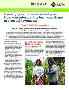 Integrating “gender” in research for development: how you interpret the term can shape project achievements