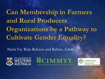 Can membership in farmers and rural producers organizations be a pathway to cultivate gender equality?