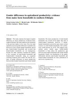 Gender differences in agricultural productivity: evidence from maize farm households in southern Ethiopia