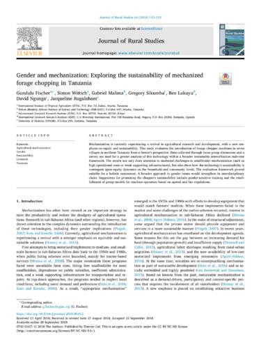 Gender and mechanization: exploring the sustainability of mechanized forage chopping in Tanzania