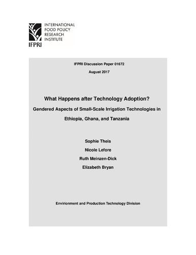 What happens after technology adoption? Gendered aspects of small-scale irrigation technologies in Ethiopia, Ghana, and Tanzania