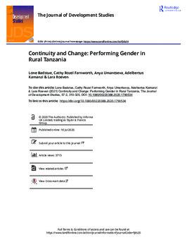 Continuity and change: performing gender in rural Tanzania