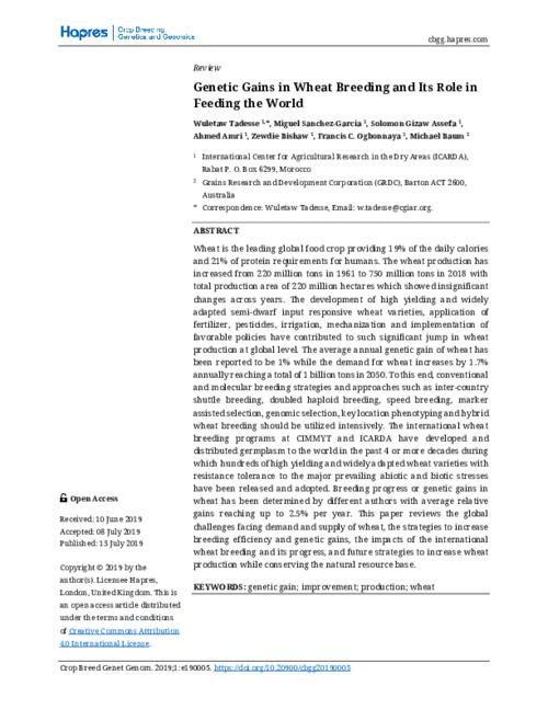 Genetic Gains in Wheat Breeding and Its Role in Feeding the World