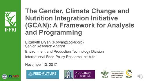 The Gender, Climate Change and Nutrition Integration Initiative (GCAN): A Framework for Analysis and Programming
