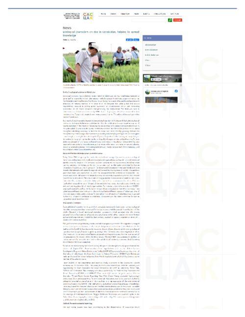 CAC e- Newsletter December, 2012: Ecological journalism on rise in Uzbekistan, helping to spread knowledge