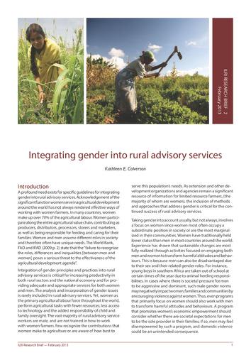 Integrating gender into rural advisory services