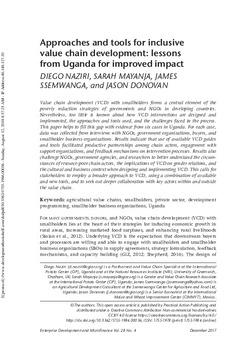 Approaches and tools for inclusive value chain development: lessons from Uganda for improved impact