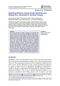 Marketing efficiency among gender-based decision-making farm households in Southern Ethiopia