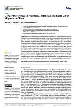 Gender differences in nutritional intake among rural-urban migrants in China