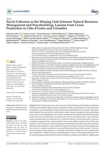 Social cohesion as the missing link between natural resource management and peacebuilding: Lessons from cocoa production in Côte d’Ivoire and Colombia