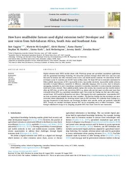 How have smallholder farmers used digital extension tools? Developer and user voices from Sub-Saharan Africa, South Asia and Southeast Asia
