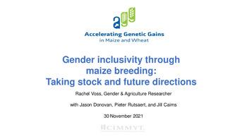 Gender inclusivity through maize breeding: taking stock and future directions