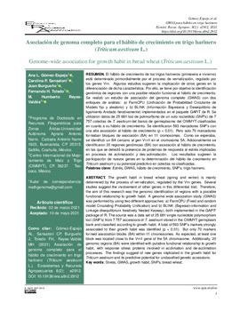 Asociación de genoma completo para el hábito de crecimiento en trigo harinero (Triticum aestivum L.)