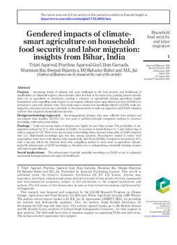Gendered impacts of climate-smart agriculture on household food security and labor migration: insights from Bihar, India