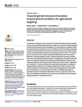 Towards gender-inclusive innovation: Assessing local conditions for agricultural targeting
