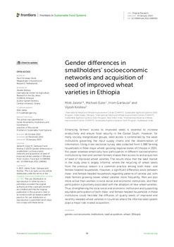 Gender differences in smallholders' socioeconomic networks and acquisition of seed of improved wheat varieties in Ethiopia