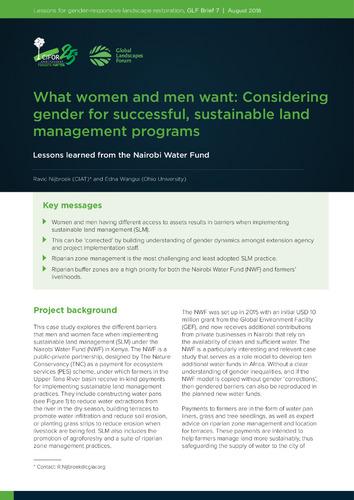 What women and men want: Considering gender for successful, sustainable land management programs