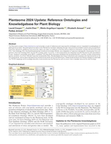 Planteome 2024 Update: Reference ontologies and knowledgebase for plant biology